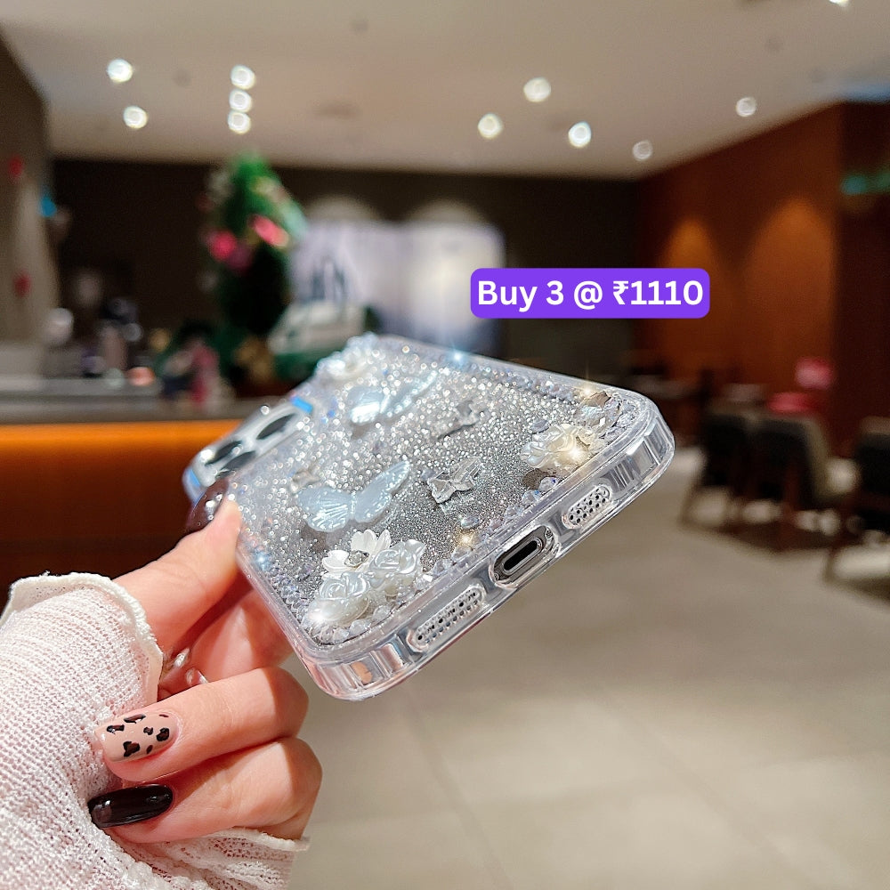 Rose and Butterfly Glittery TPU (Soft) Phone Case - iPhone 16 Plus