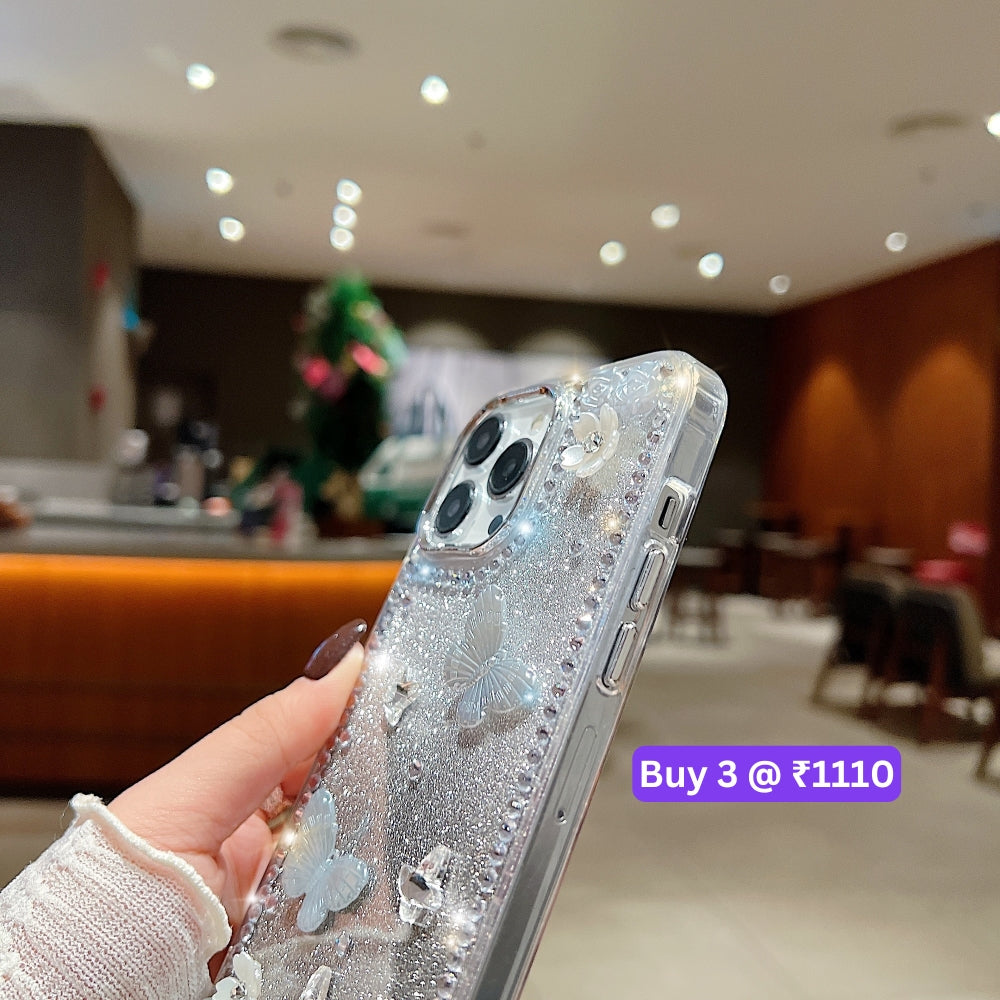 Rose and Butterfly Glittery TPU (Soft) Phone Case - iPhone 16 Plus