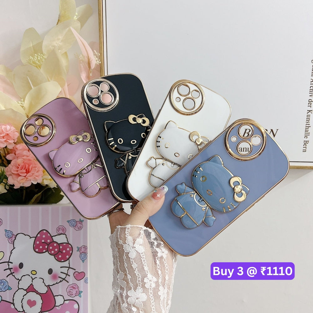 Rotated Kitty Mirror Stand Luxury Electroplated Cover – MI Note 7 Pro