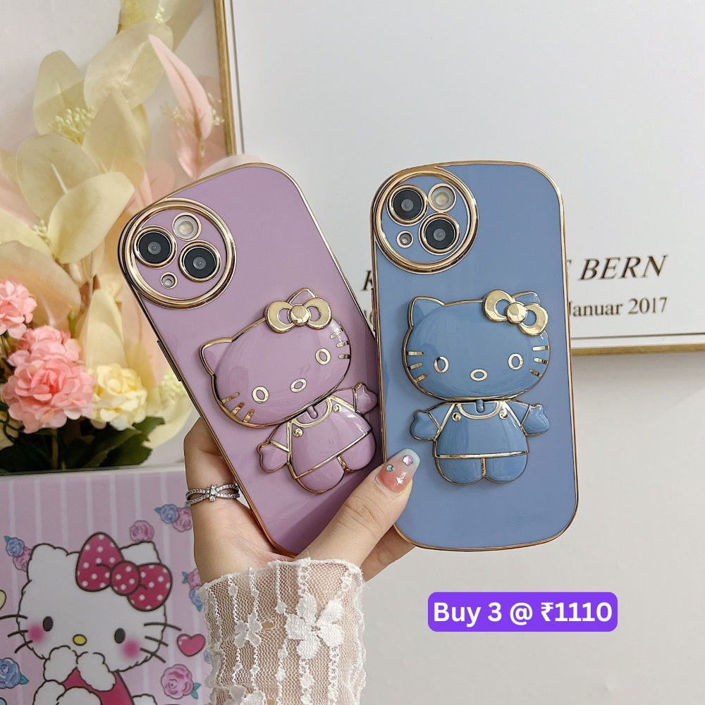 Rotated Kitty Mirror Stand Luxury Electroplated Cover – MI Note 7 Pro