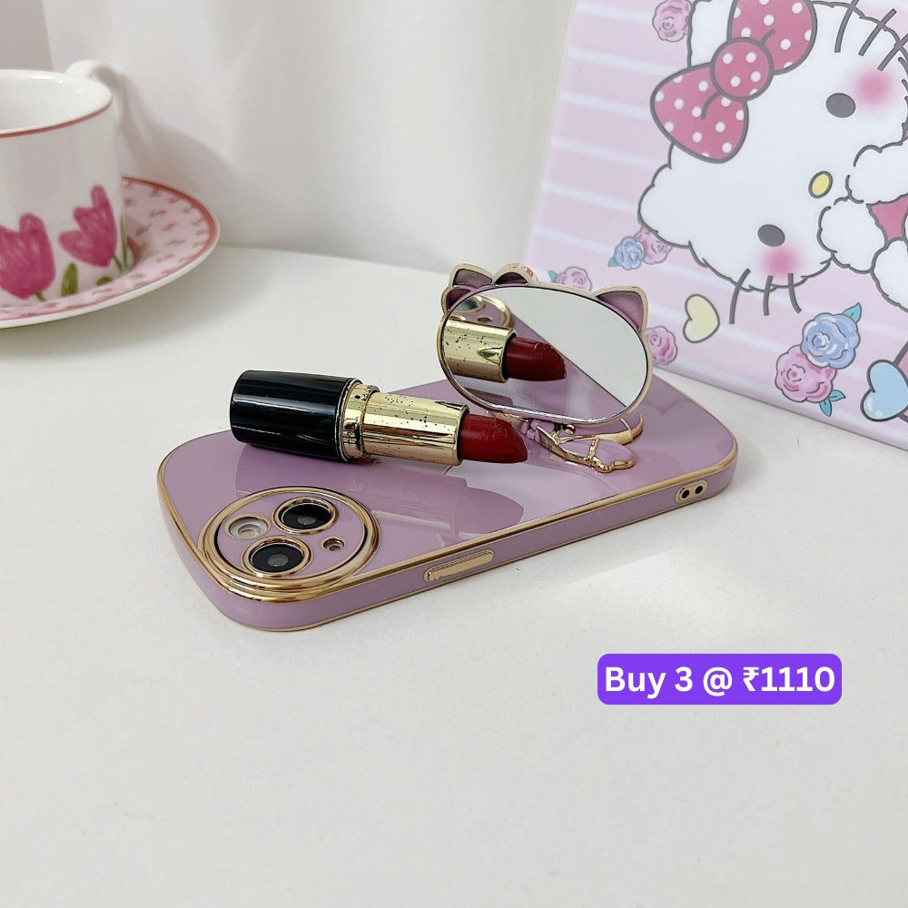 Rotated Kitty Mirror Stand Luxury Electroplated Cover – MI Note 7 Pro