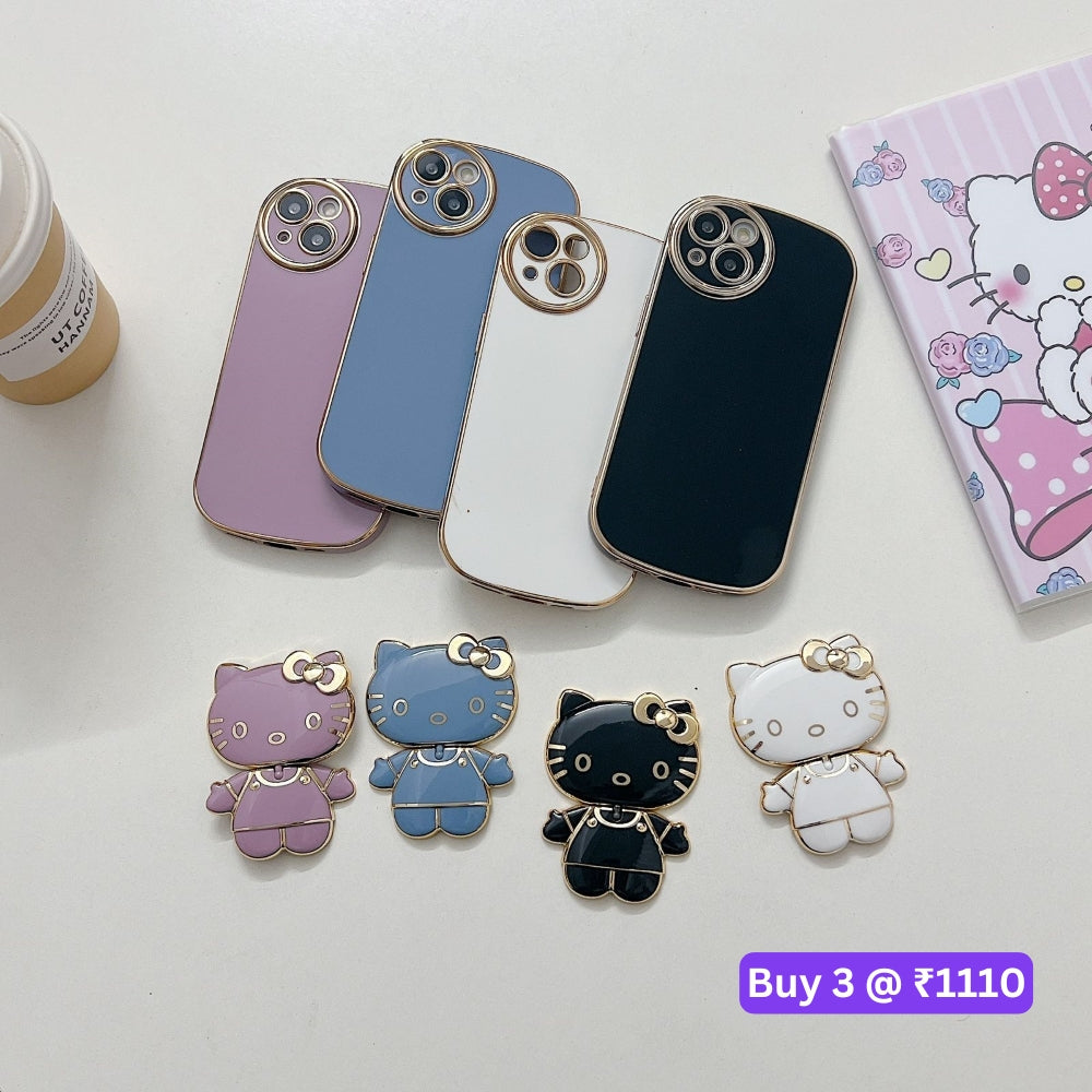 Rotated Kitty Mirror Stand Luxury Electroplated Cover – MI Note 7 Pro