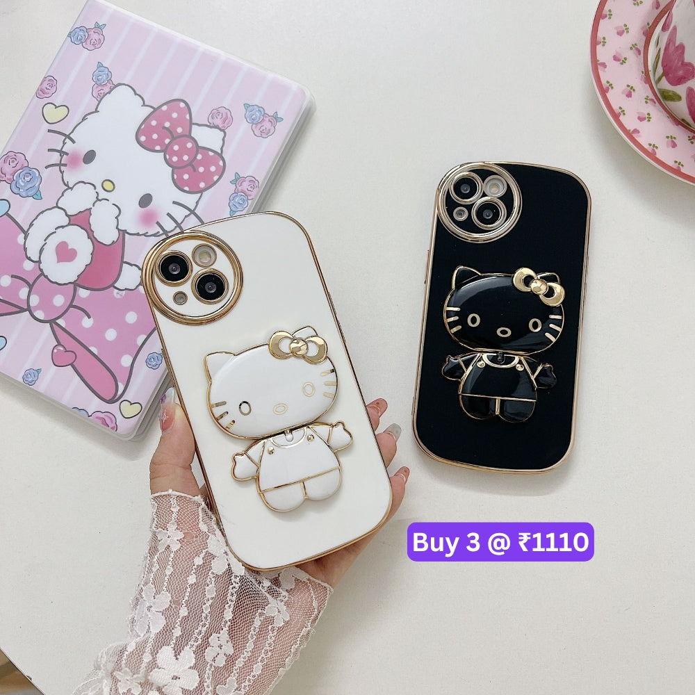 Rotated Kitty Mirror Stand Luxury Electroplated Cover – MI Note 7 Pro