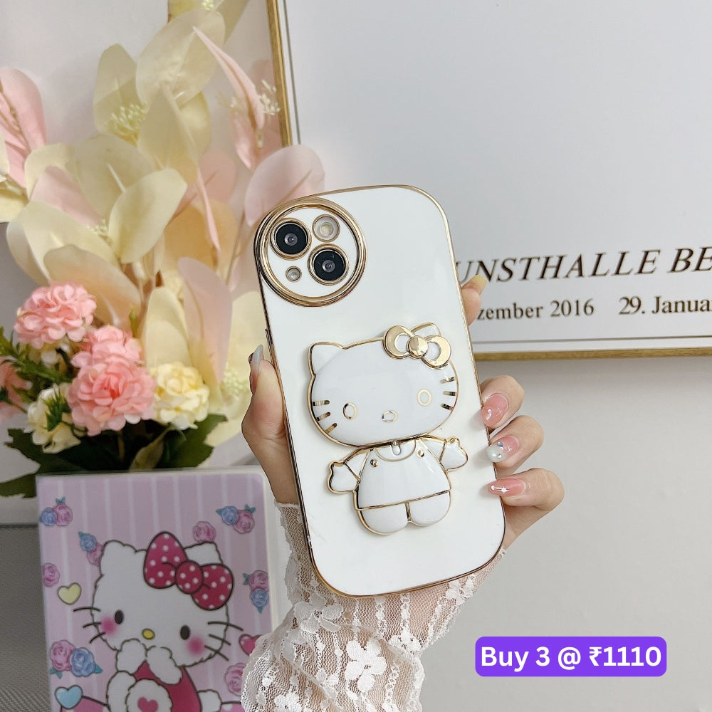 Rotated Kitty Mirror Stand Luxury Electroplated Cover – MI Note 7 Pro