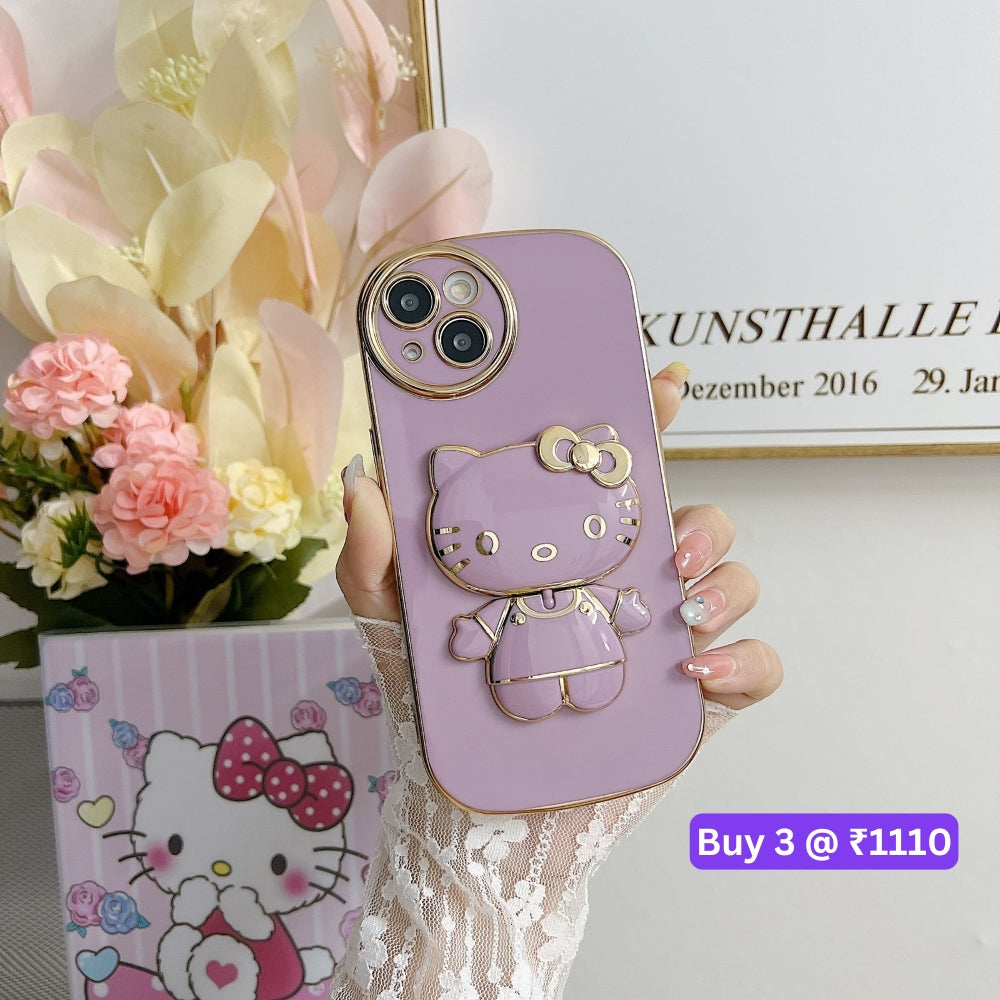 Rotated Kitty Mirror Stand Luxury Electroplated Cover – MI Note 7 Pro
