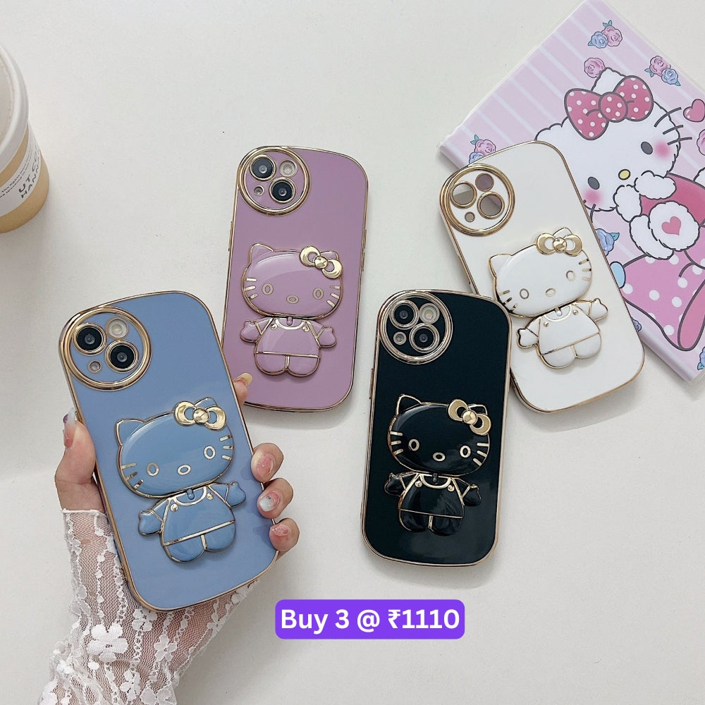 Rotated Kitty Mirror Stand Luxury Electroplated Cover – MI Note 7 Pro
