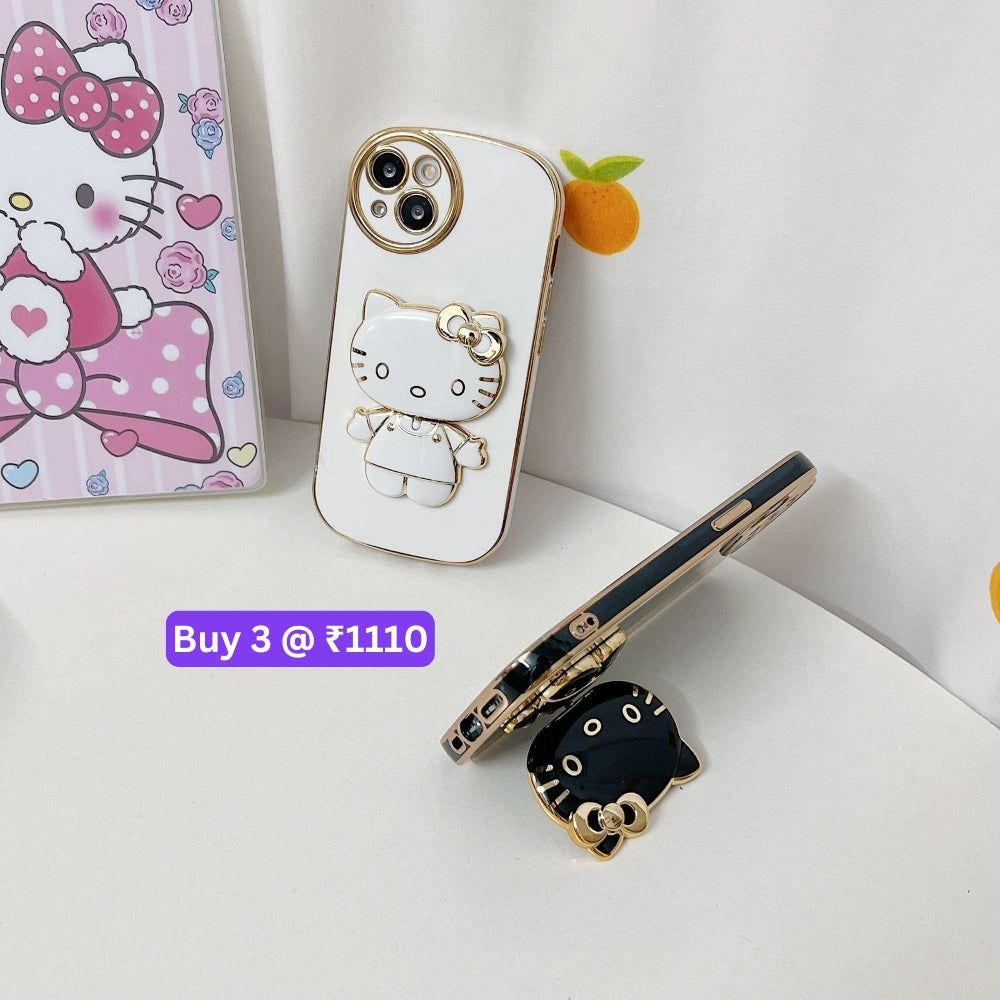 Rotated Kitty Mirror Stand Luxury Electroplated Cover – MI Note 7 Pro
