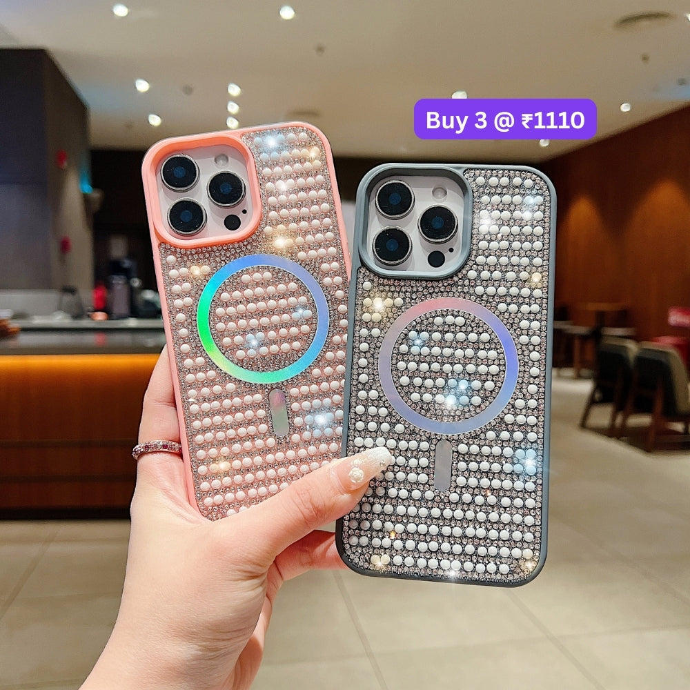 Shining Star and Pearl Diamond Magsafe Phone Case - iPhone 15 Plus
