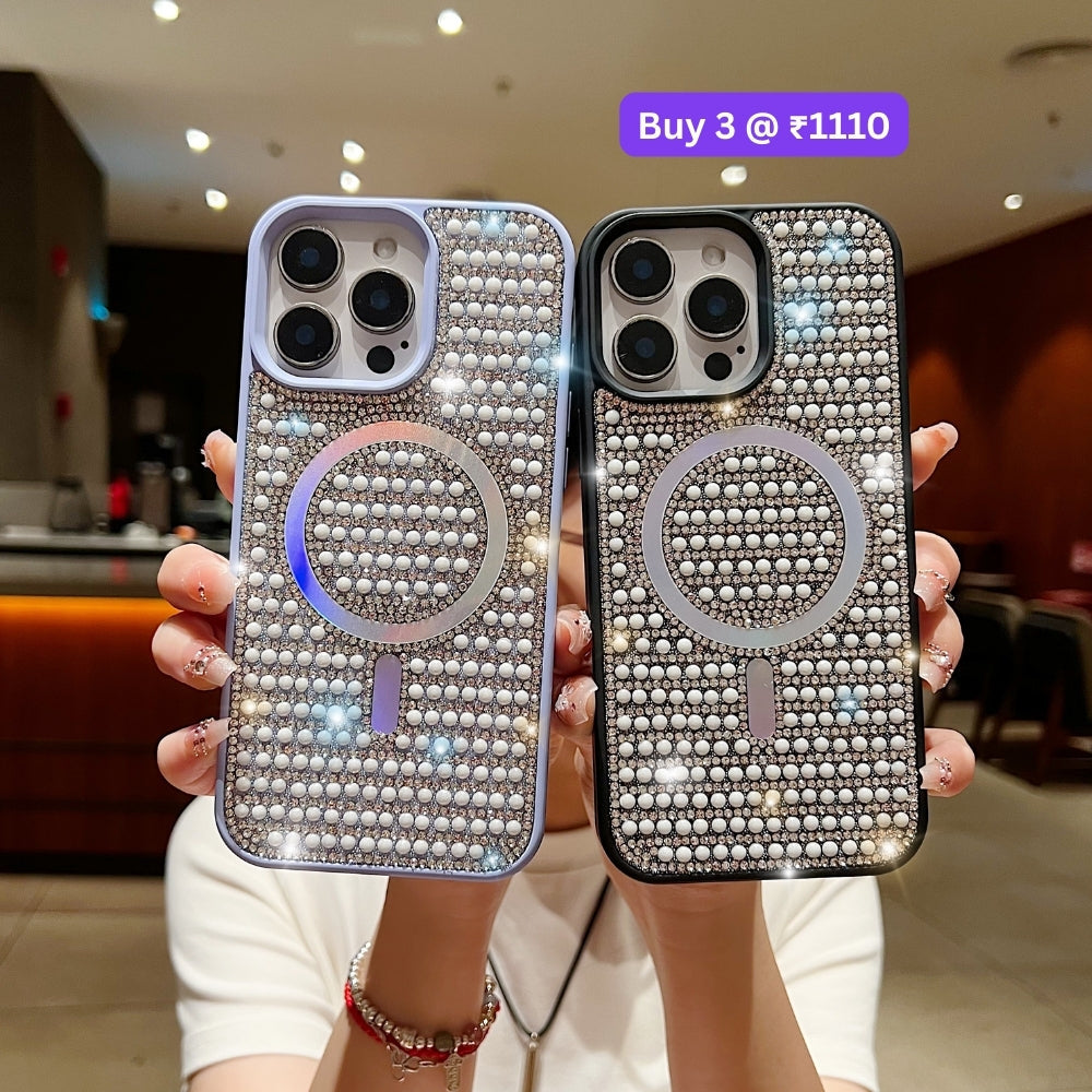 Shining Star and Pearl Diamond Magsafe Phone Case - iPhone 15 Pro Max