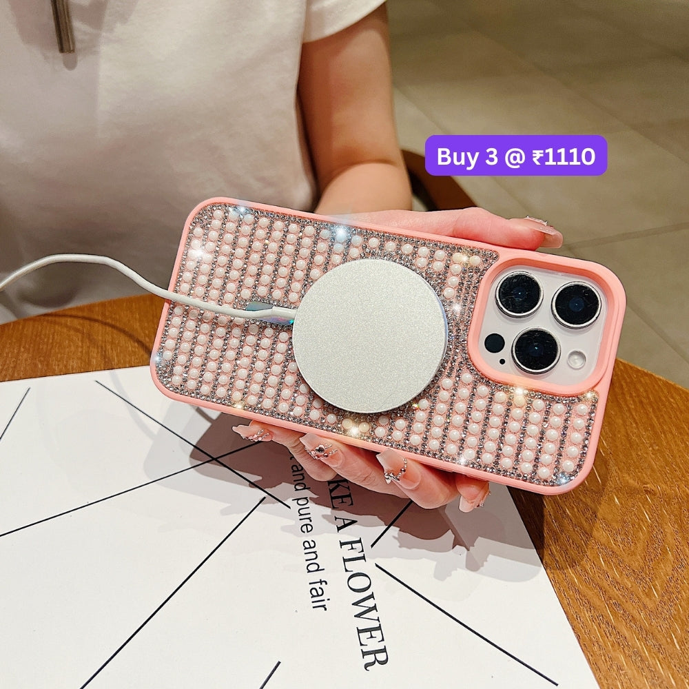 Shining Star and Pearl Diamond Magsafe Phone Case - iPhone 15 Pro Max