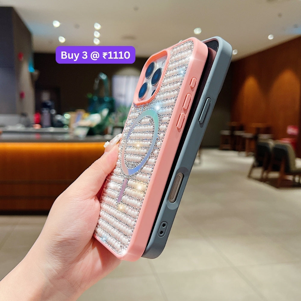 Shining Star and Pearl Diamond Magsafe Phone Case - iPhone 15 Pro Max