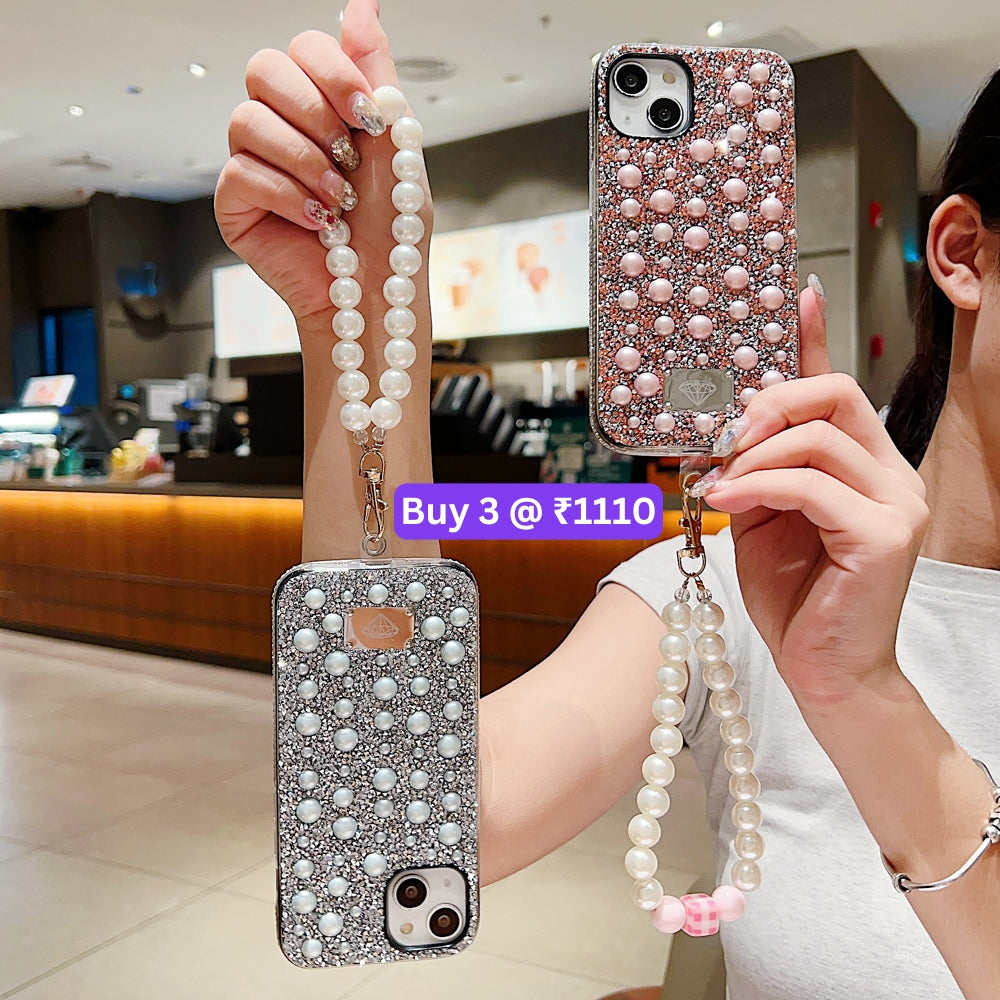 Shockproof Bling Pearl PC (Hard) Case With Pearl Bracelet - Samsung S22 Ultra