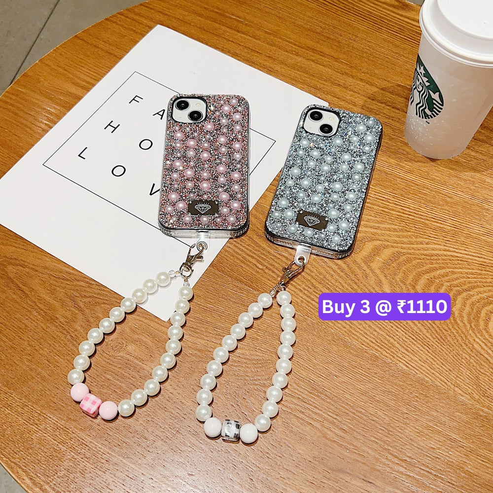 Shockproof Bling Pearl PC (Hard) Case With Pearl Bracelet - Samsung S22 Ultra