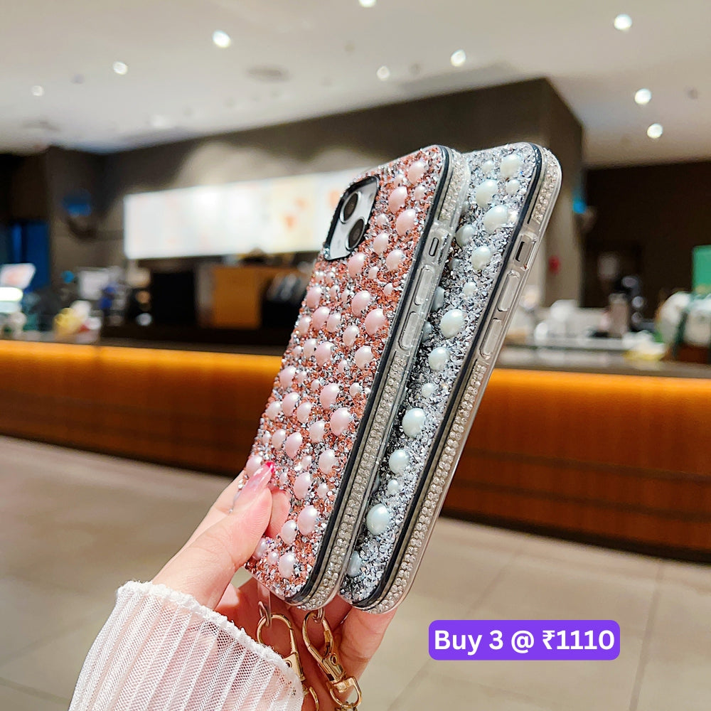 Shockproof Bling Pearl PC (Hard) Case With Pearl Bracelet - Samsung S22 Ultra