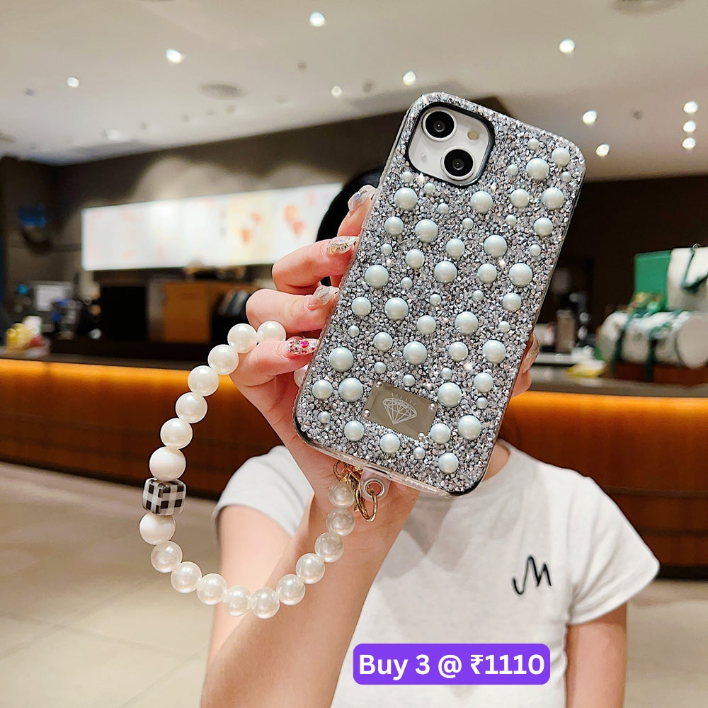 Shockproof Bling Pearl PC (Hard) Case With Pearl Bracelet - Samsung S22 Ultra