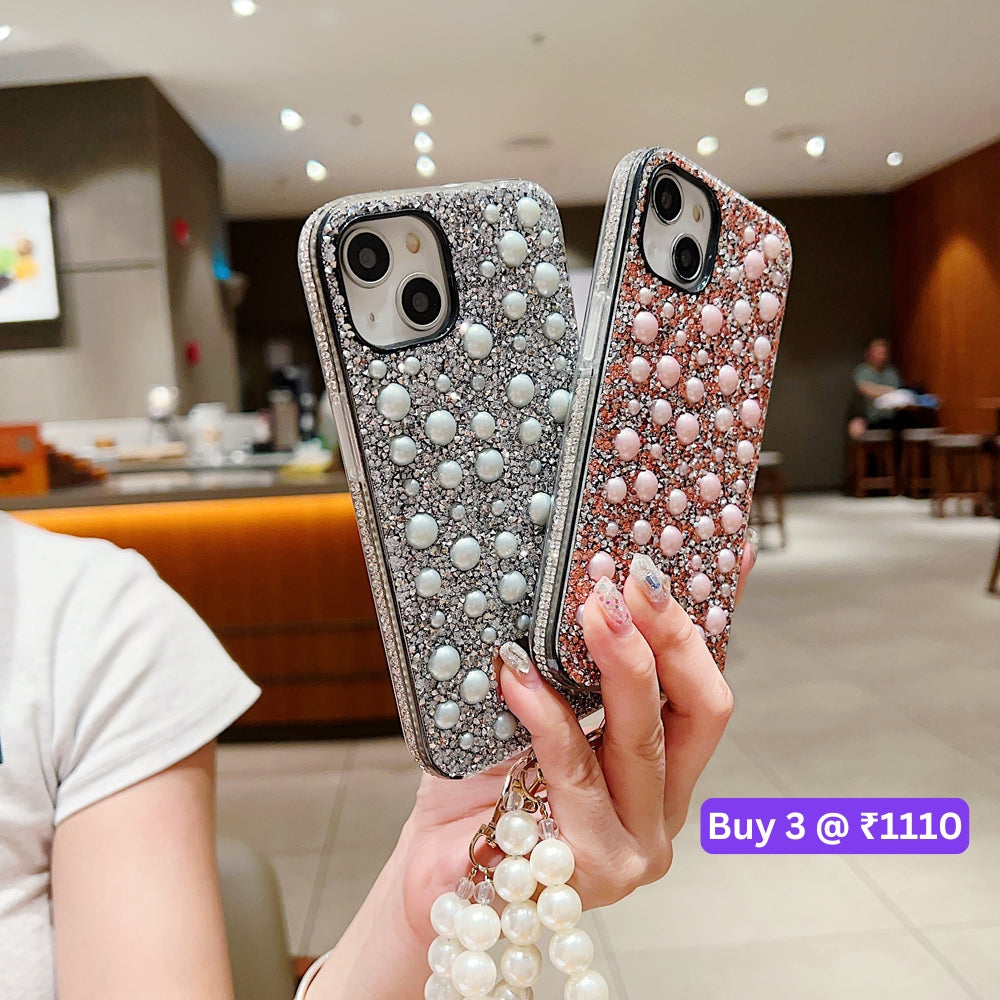 Shockproof Bling Pearl PC (Hard) Case With Pearl Bracelet - Samsung S22 Ultra