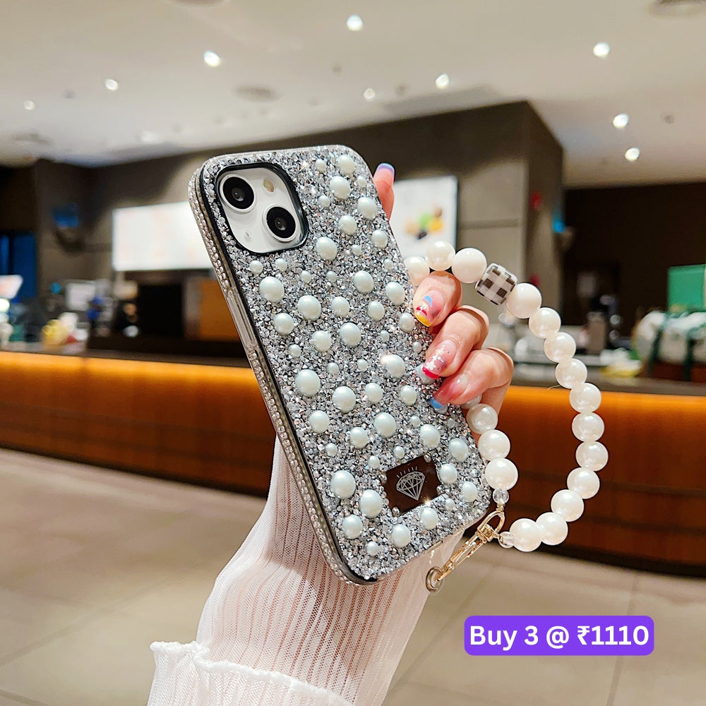 Shockproof Bling Pearl PC (Hard) Case With Pearl Bracelet - Samsung S22 Ultra