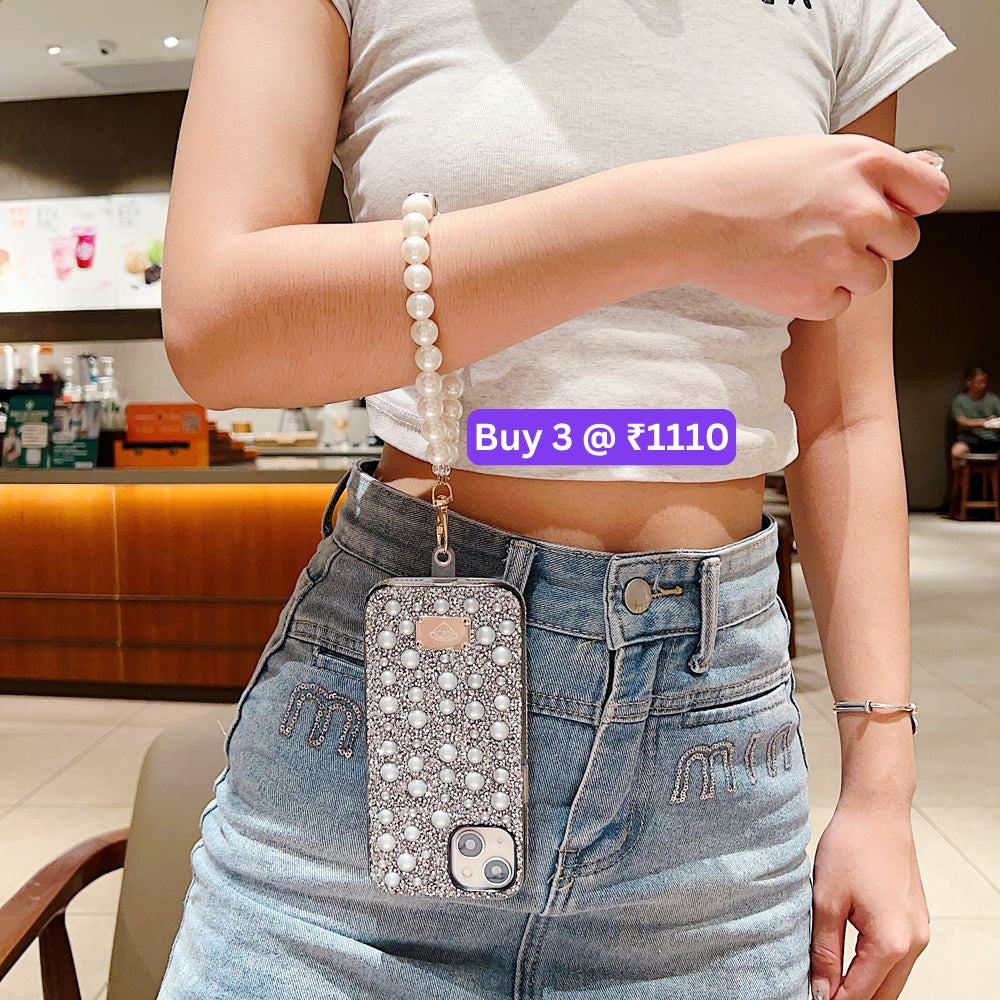 Shockproof Bling Pearl PC (Hard) Case With Pearl Bracelet - Samsung S22 Ultra