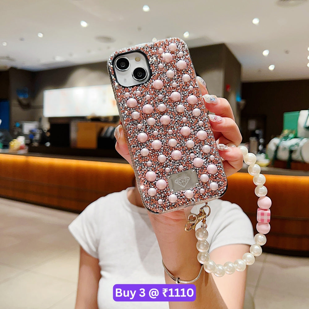 Shockproof Bling Pearl PC (Hard) Case With Pearl Bracelet - Samsung S22 Ultra