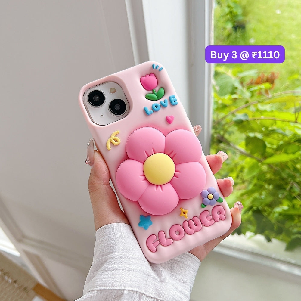 Spring Flower Stand Silicone Soft Phone Case | Mobile Cover - iPhone 14 Pro Max