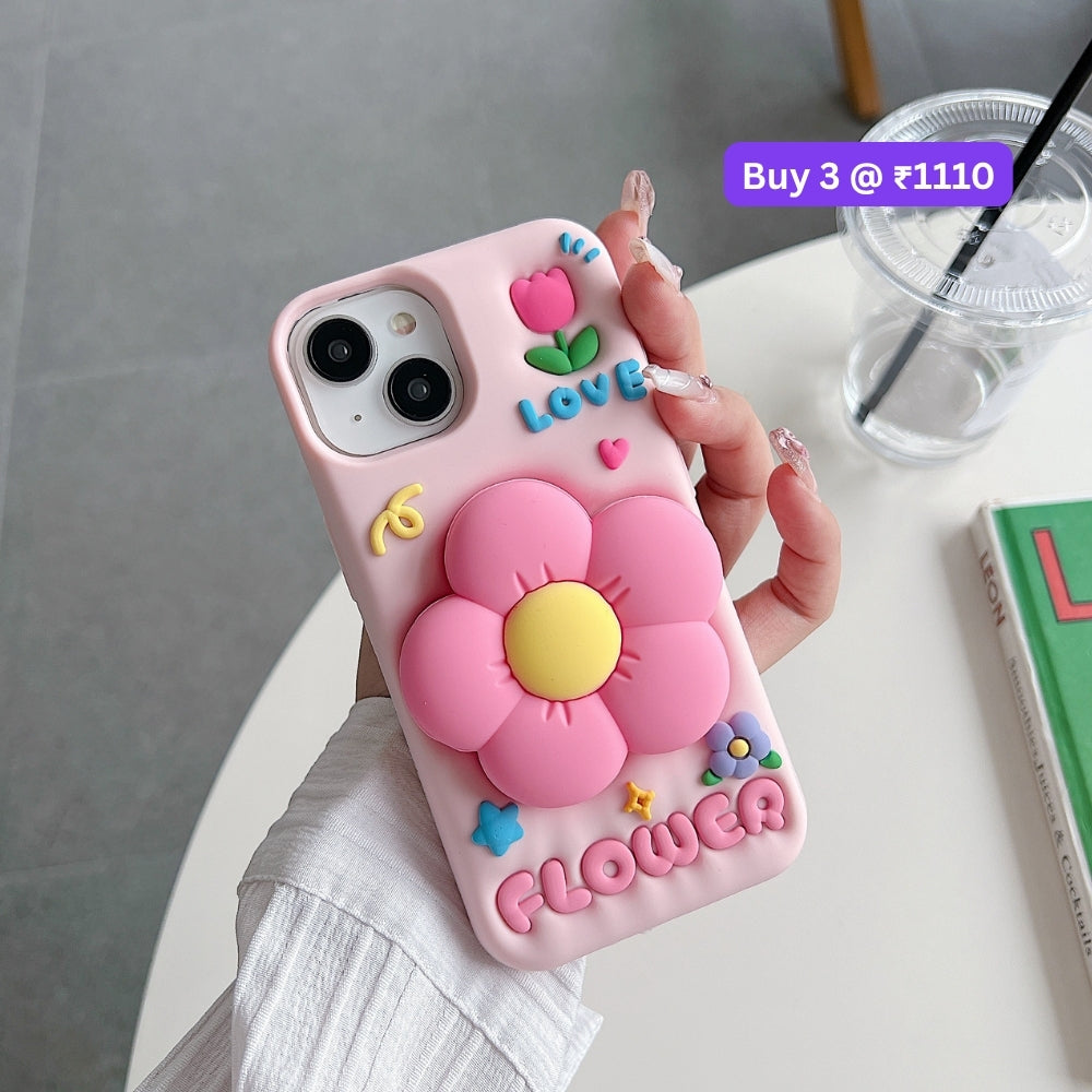 Spring Flower Stand Silicone Soft Phone Case | Mobile Cover - iPhone 14 Pro Max