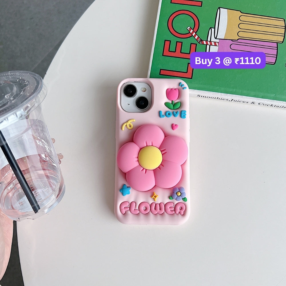 Spring Flower Stand Silicone Soft Phone Case | Mobile Cover - iPhone 14 Pro Max