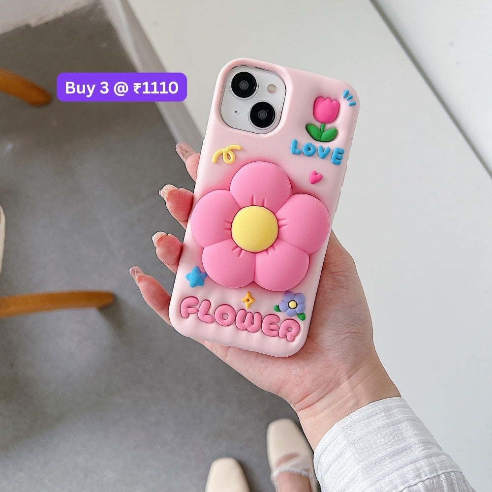 Spring Flower Stand Silicone Soft Phone Case | Mobile Cover - iPhone 14 Pro Max