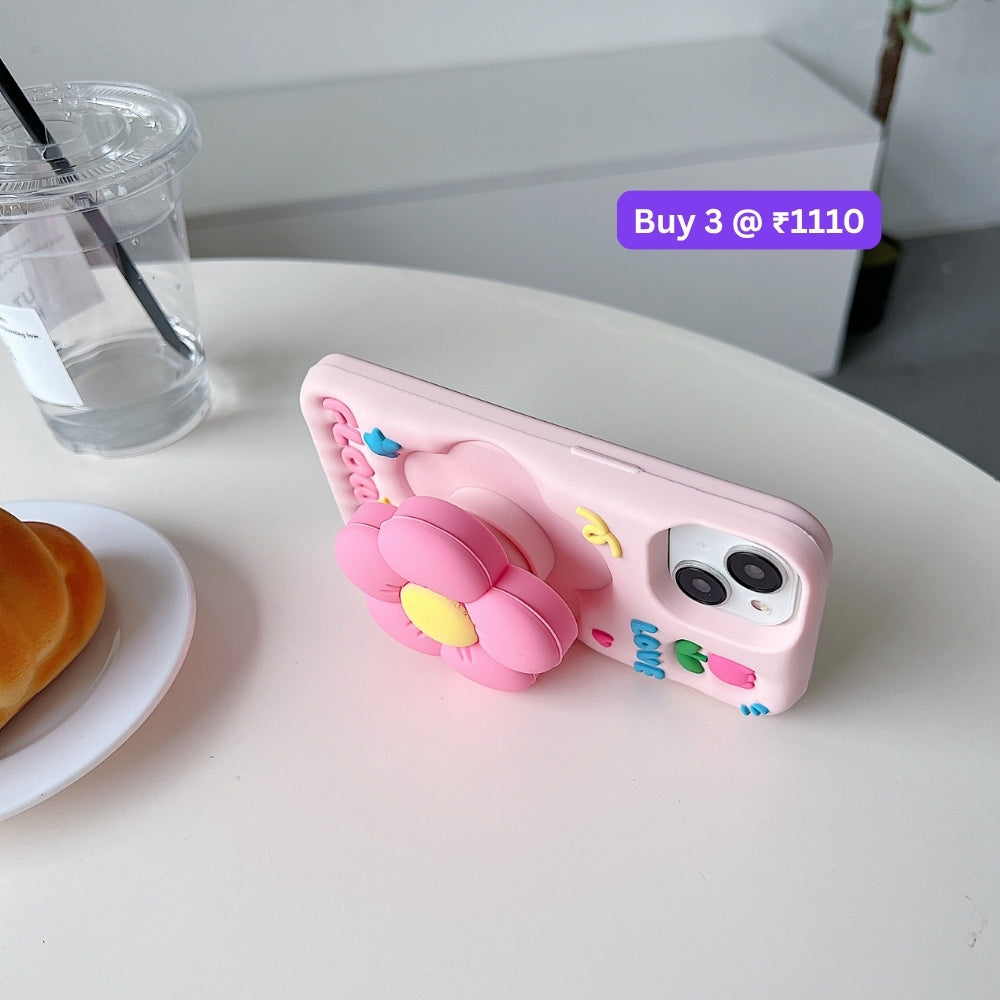 Spring Flower Stand Silicone Soft Phone Case | Mobile Cover - iPhone 14 Pro Max