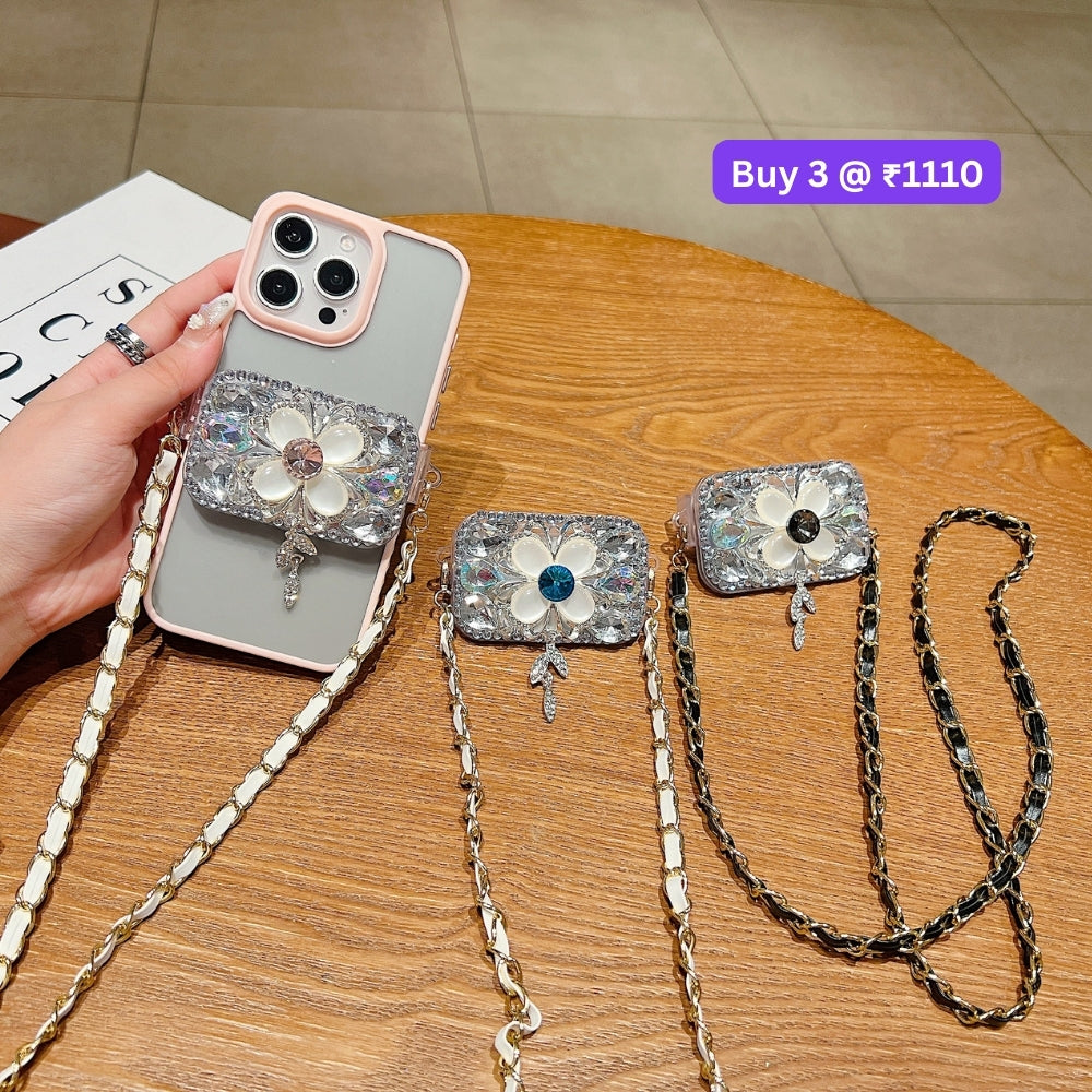 Stone Flower Pattern Universal Stand with Crystal Bracelet