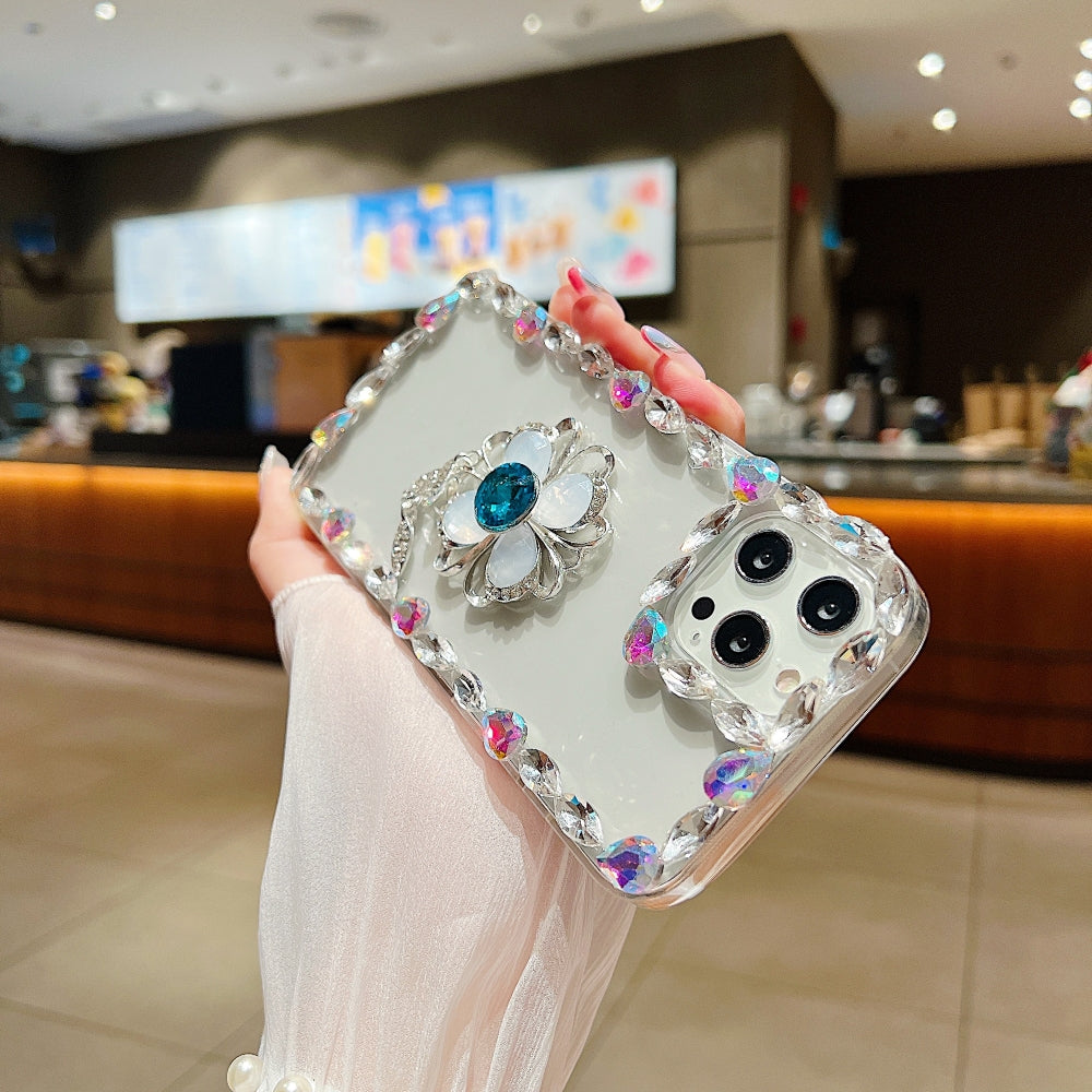 Sunflower Diamond Border Transparent Phone Case - iPhone 15 Pro