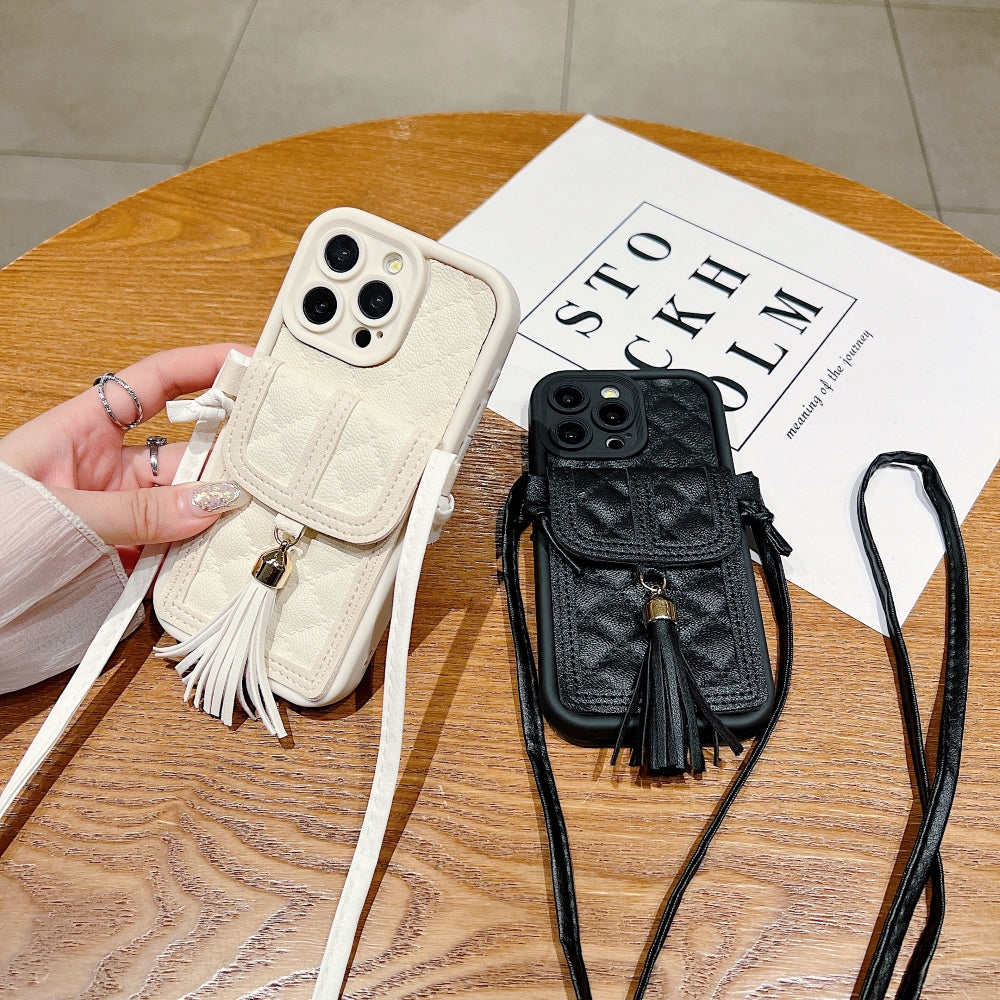 TPU (Soft) PU Leather Phone Case with Card Wallet and Strap - Vivo V29E