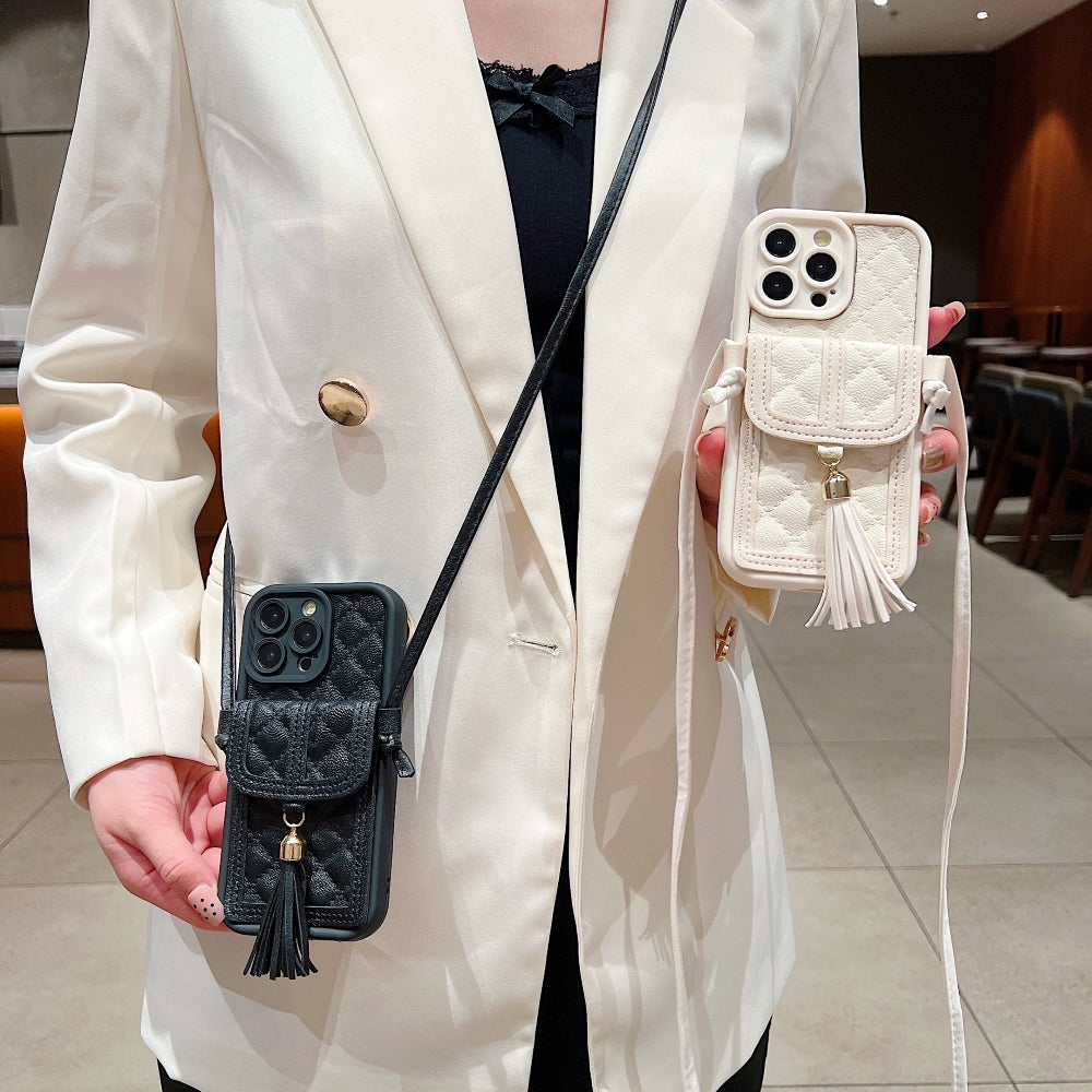 TPU (Soft) PU Leather Phone Case with Card Wallet and Strap - Vivo V29 Pro