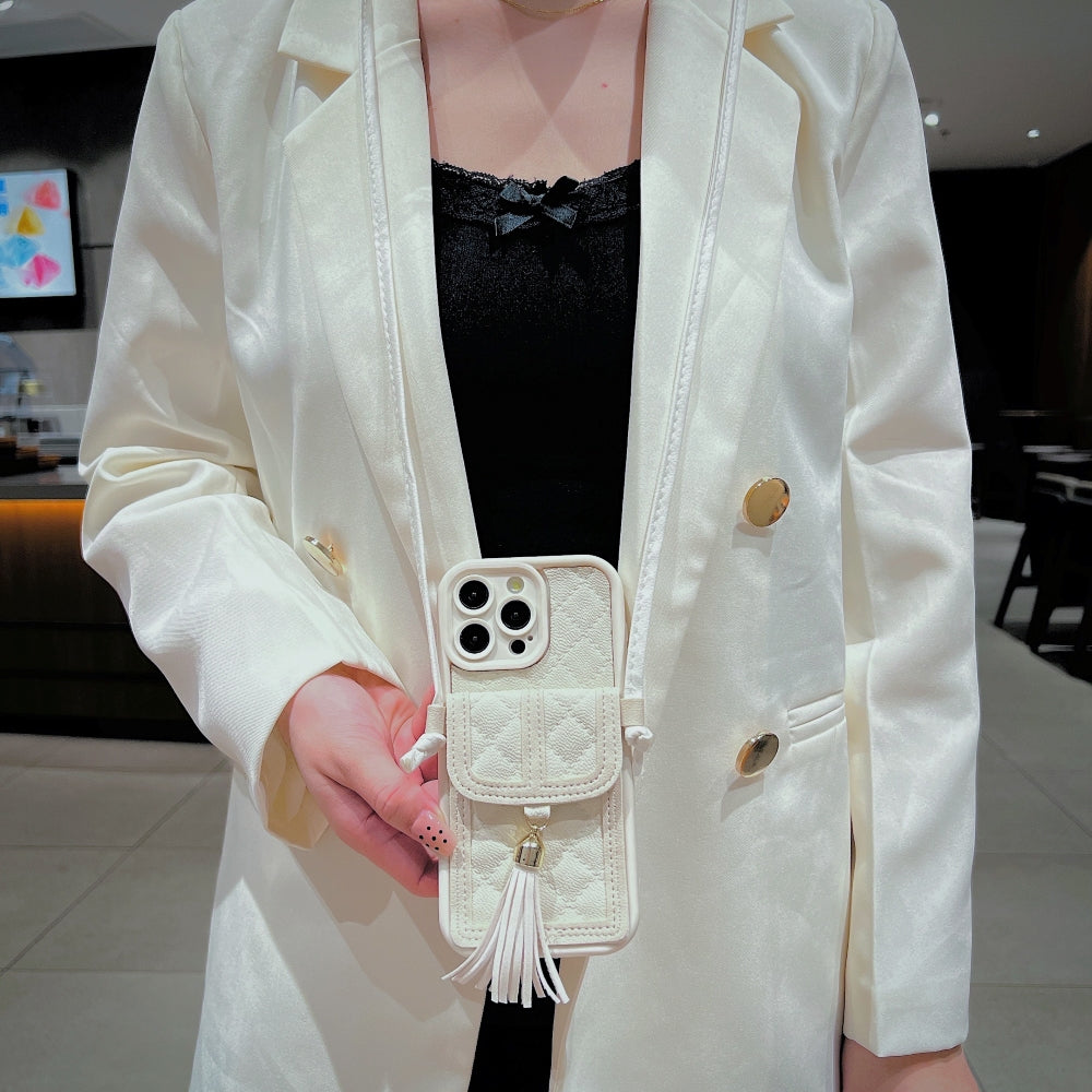 TPU (Soft) PU Leather Phone Case with Card Wallet and Strap - Vivo V30