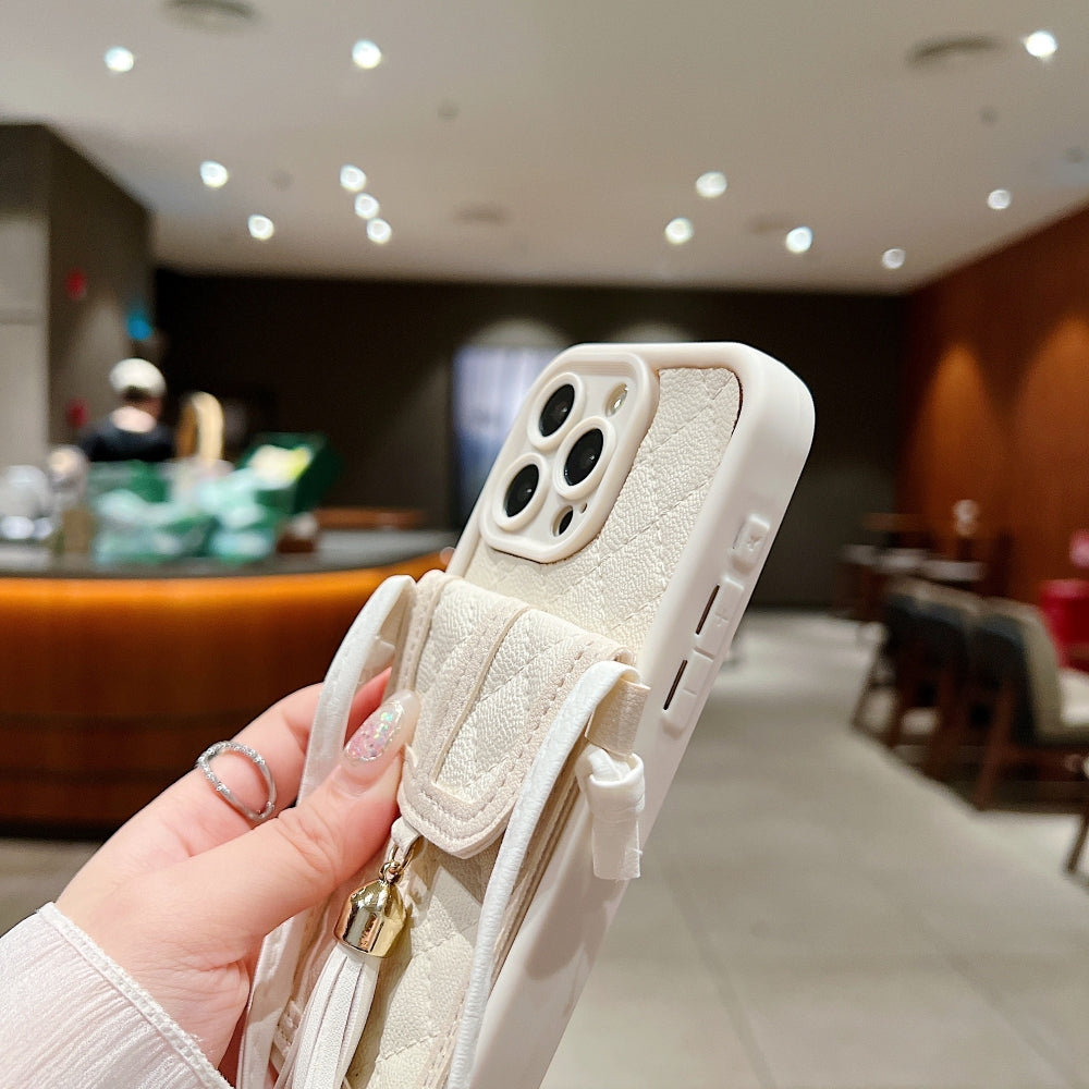 TPU (Soft) PU Leather Phone Case with Card Wallet and Strap - Vivo V29E