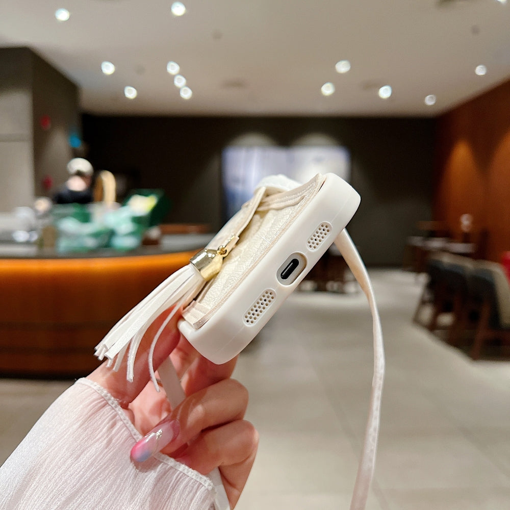 TPU (Soft) PU Leather Phone Case with Card Wallet and Strap - Vivo V29E