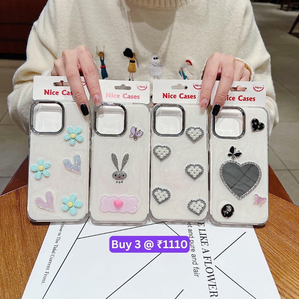 Tiny Bear | Flower | Heart | Mirror Shockproof TPU (Soft) Phone Case - Mi 13C (5G)