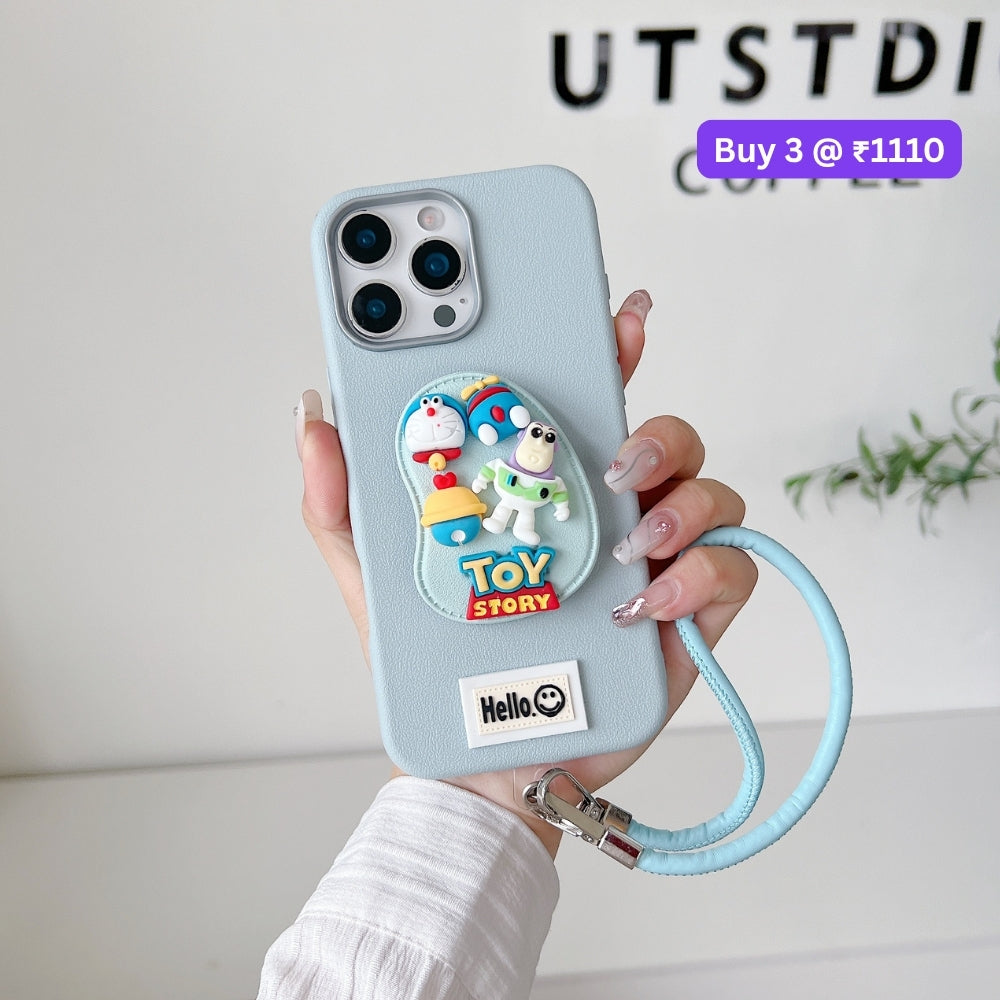 Toy Story Holder PU Leather Phone Case | Mobile Cover with Bracelet - Samsung A06
