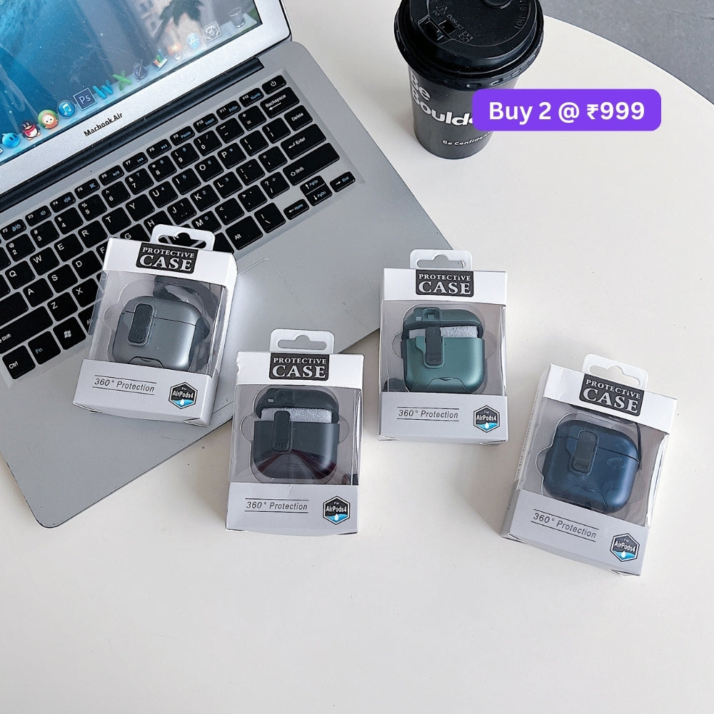 Upgraded 3D One-Piece Airpod Case with Locking Clip and Keychain Hook for Airpod Pro 2 | Airpod 4