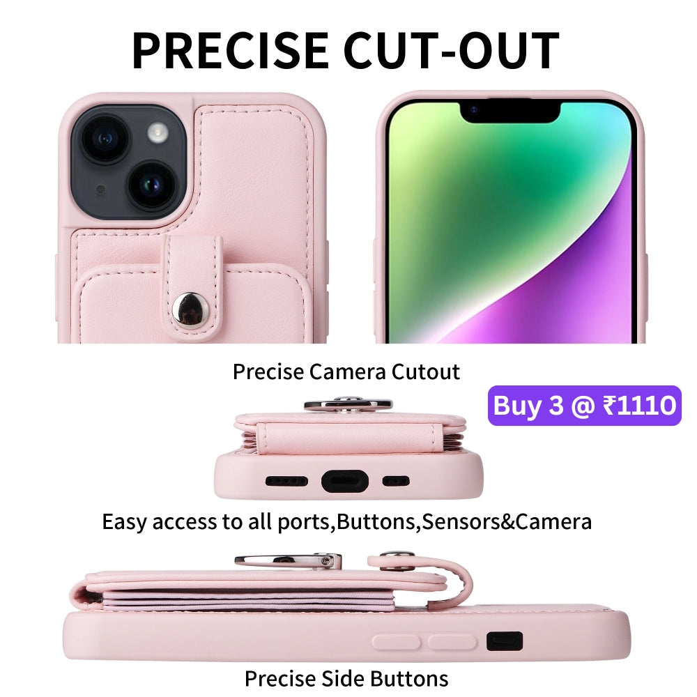 Vintage Pouch PU Leather Phone Case with 360 Degree Ring Holder Stand - iPhone 11