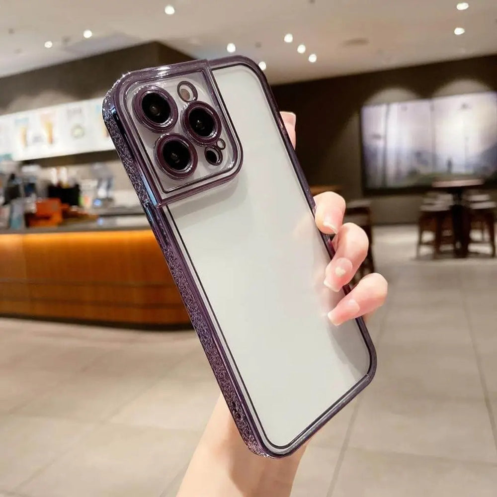 Electroplated Embossed Transparent Case - iPhone 13 Pro