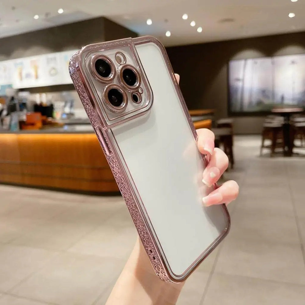 Electroplated Embossed Transparent Case - iPhone 13 Pro