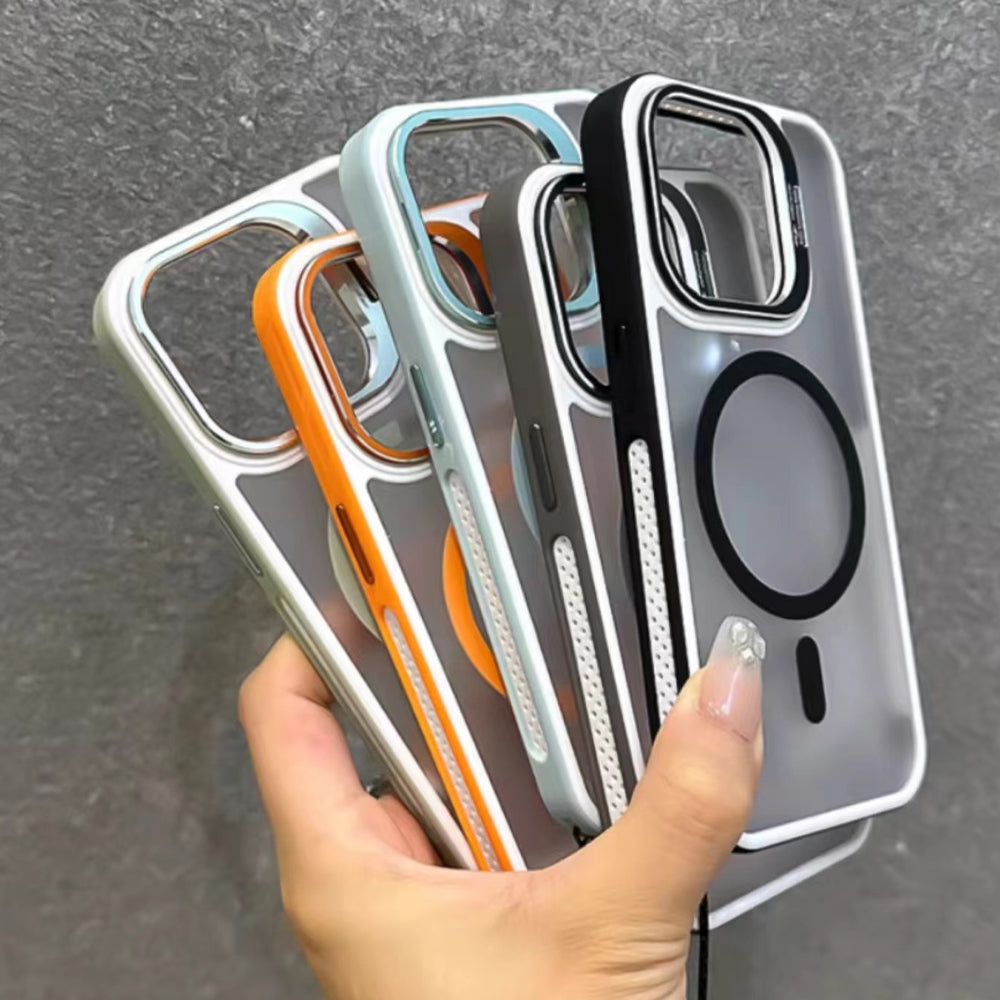 Wireless Charging Matte Stand PC Magnetic Phone Case - iPhone 15 Pro