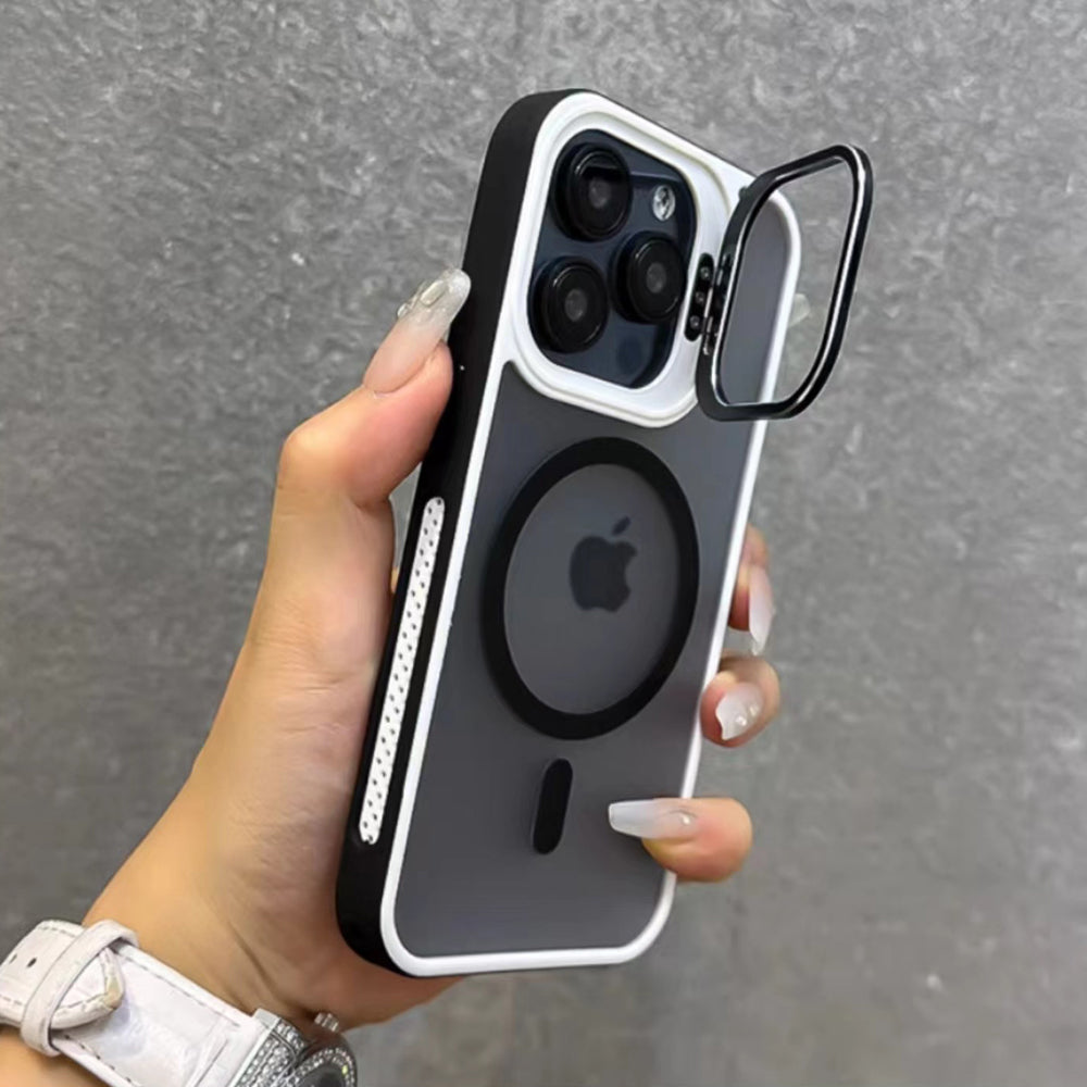 Wireless Charging Matte Stand PC Magnetic Phone Case - iPhone 15 Pro