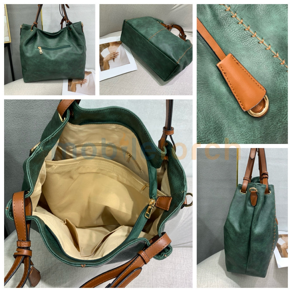 Women Leather Shoulder Zipper Bag | Oversized PU Leather Tote With Detachable Shoulder Strap