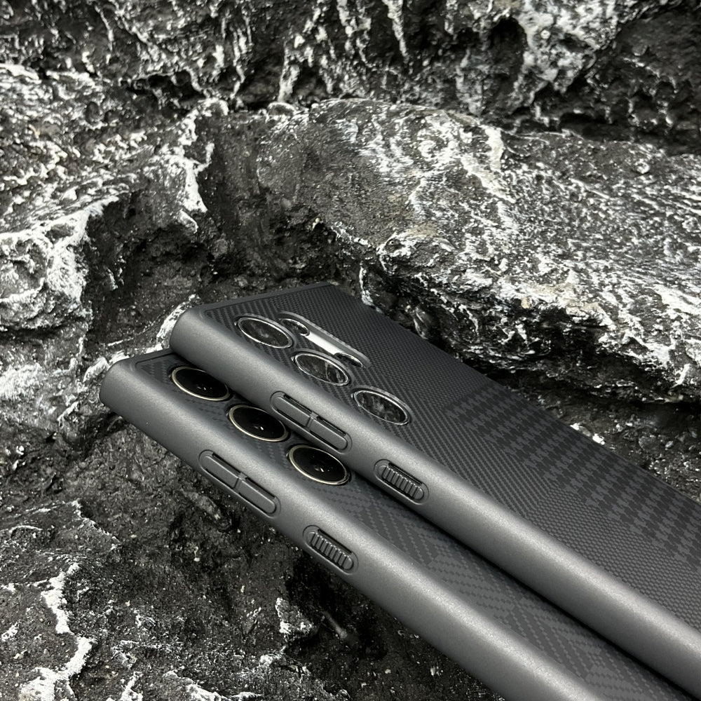 Synthetic Fiber Grid Texture PC (Hard) Phone Case - iPhone 15 Pro Max