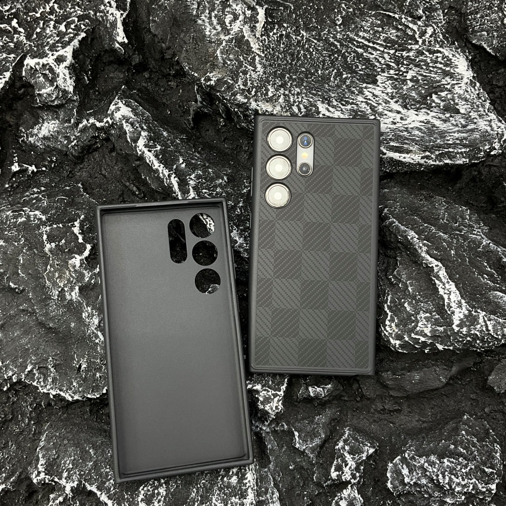 Synthetic Fiber Grid Texture PC (Hard) Phone Case - iPhone 15 Pro Max