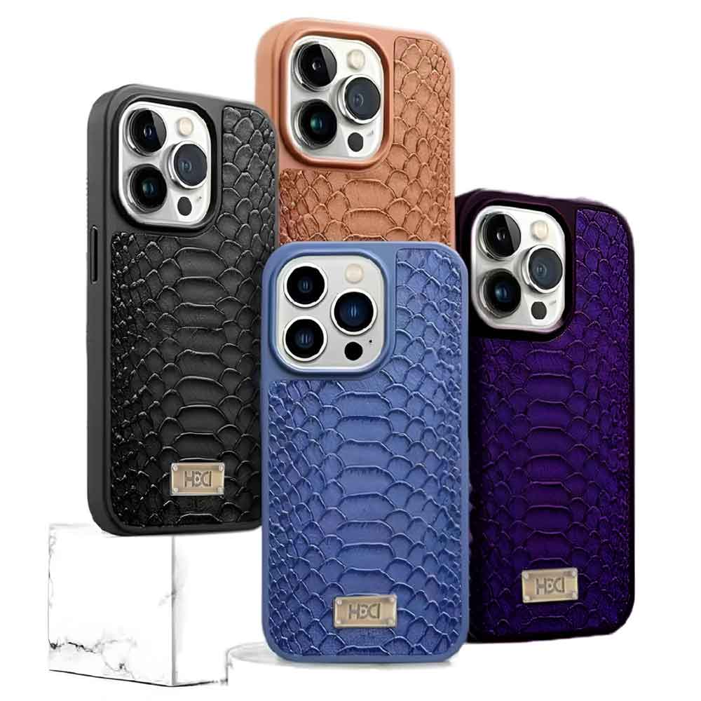 Artificial Alligator 3D Skin Plating Shockproof PU Leather Case - iPhone 15 Pro Max