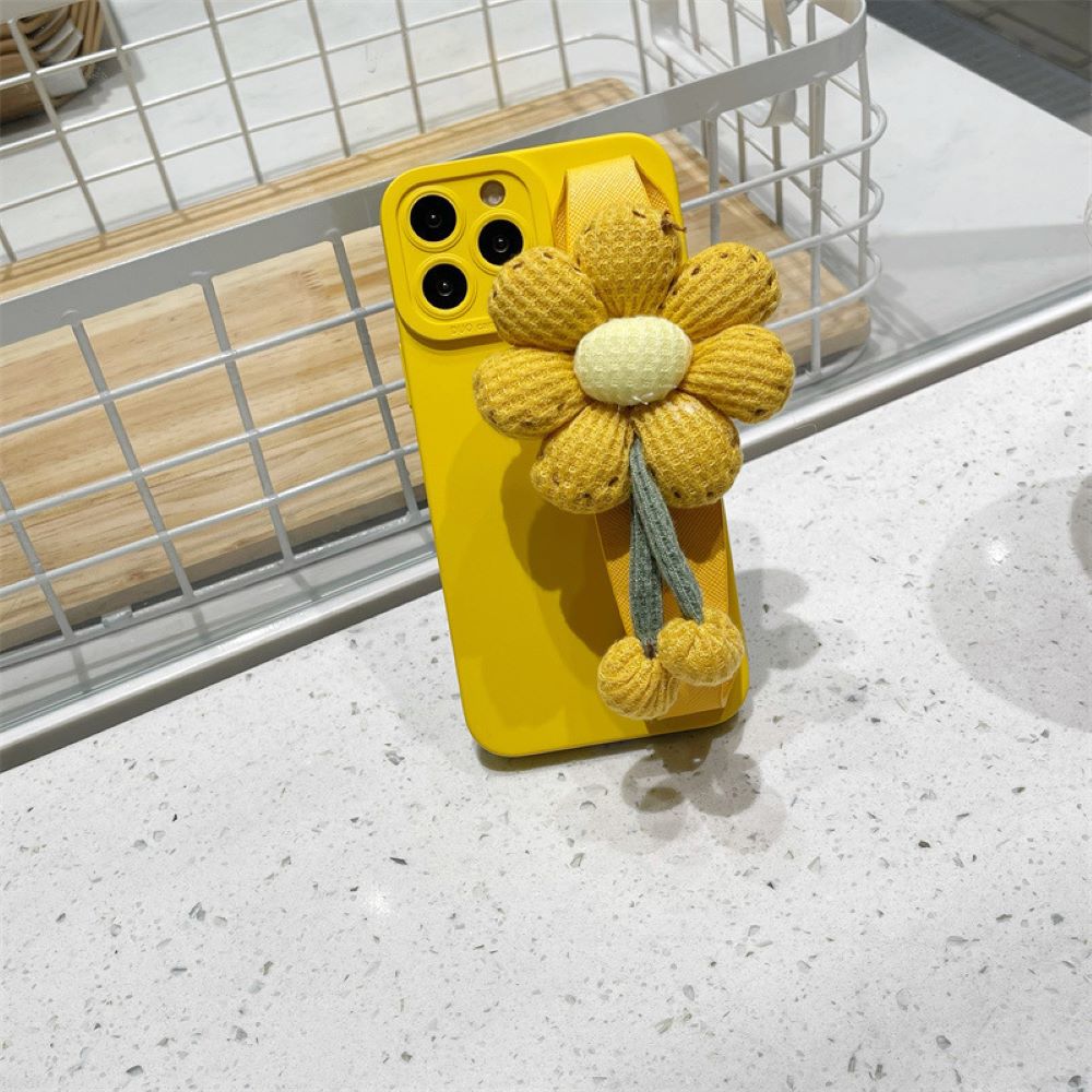 Cute Flower Wrist Strap Holder Silicone Soft Camera Protection Case - iPhone 12