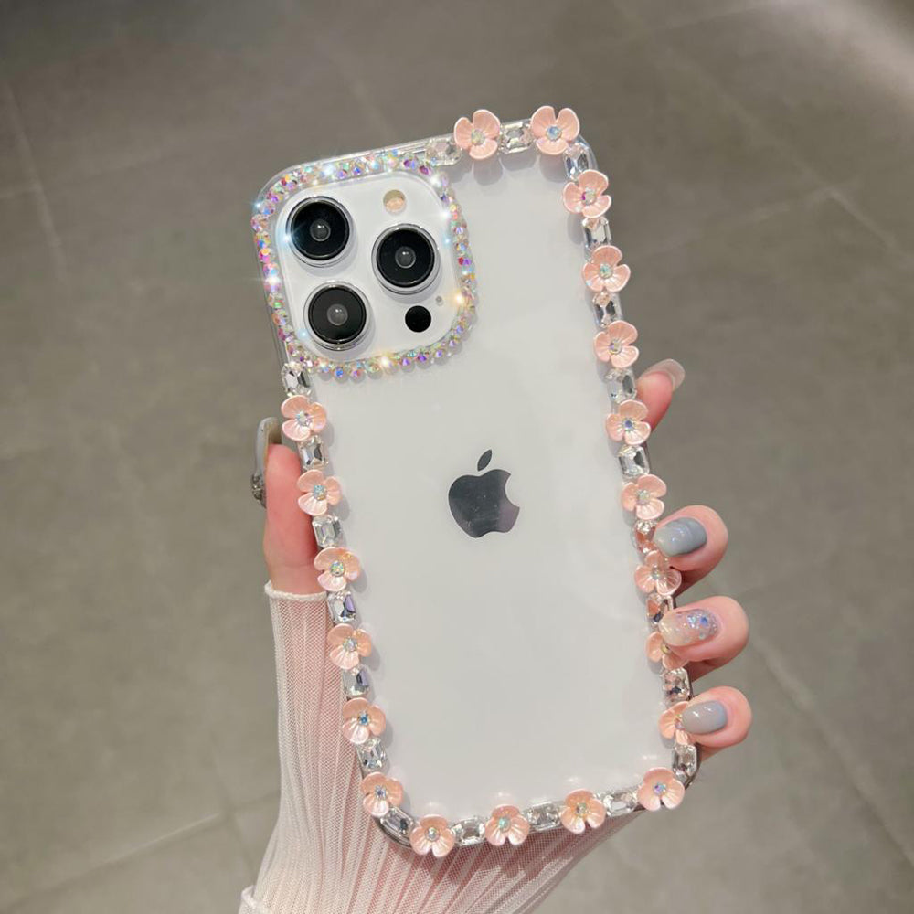 Handmade Flower Border Transparent PC(Hard) | TPU(Soft) Cover - iPhone 15 Pro