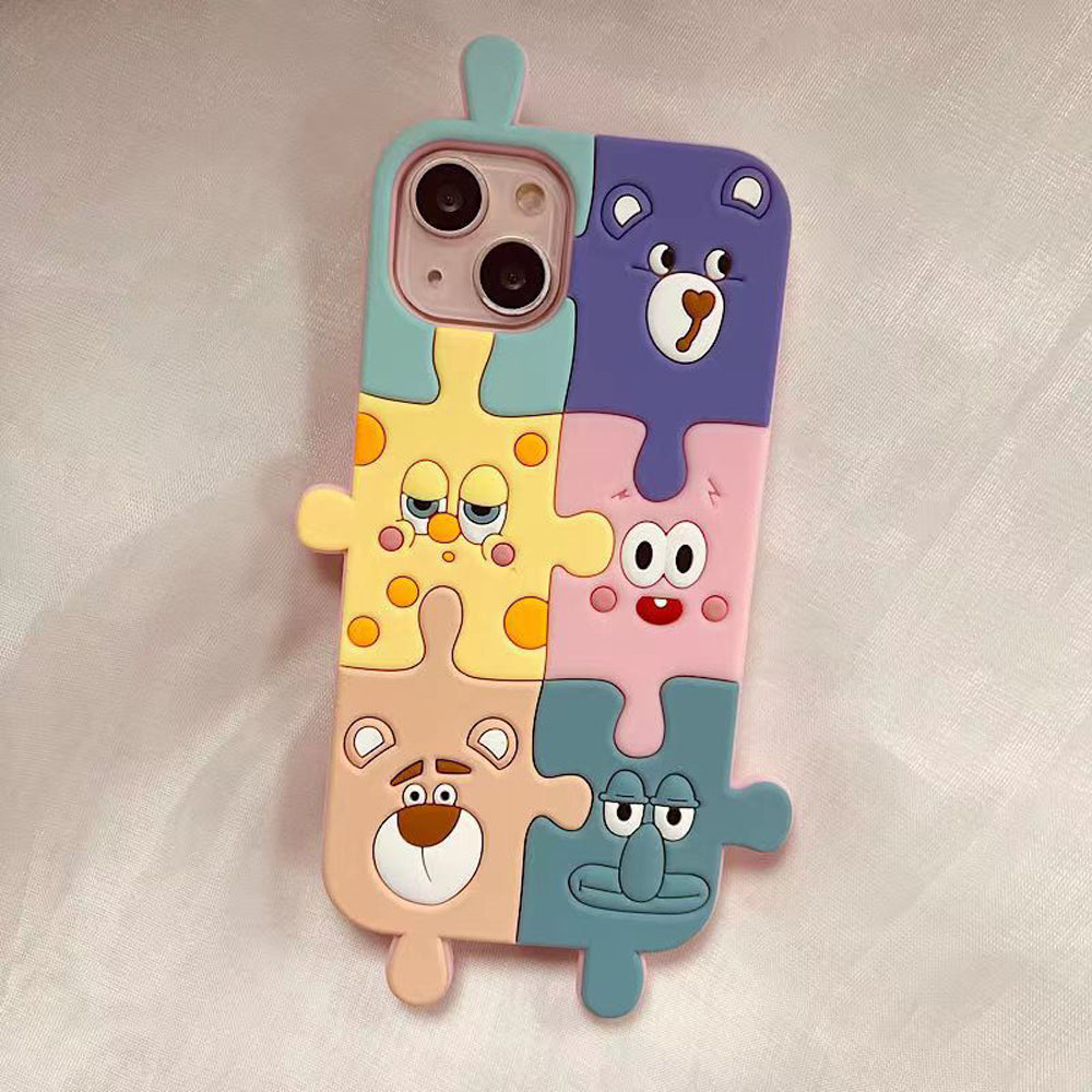 3D Cartoon Puzzle Silicone Shockproof Soft Phone Case - iPhone 13 Pro Max